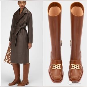 CURRENT SEASON Bally women ebele Leather Long Boots In Brown NWT